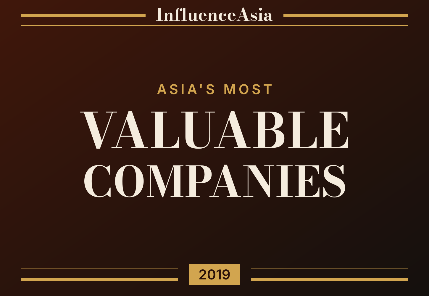 InfluenceAsia 100: Asia's Most Valuable Companies 2019 banner