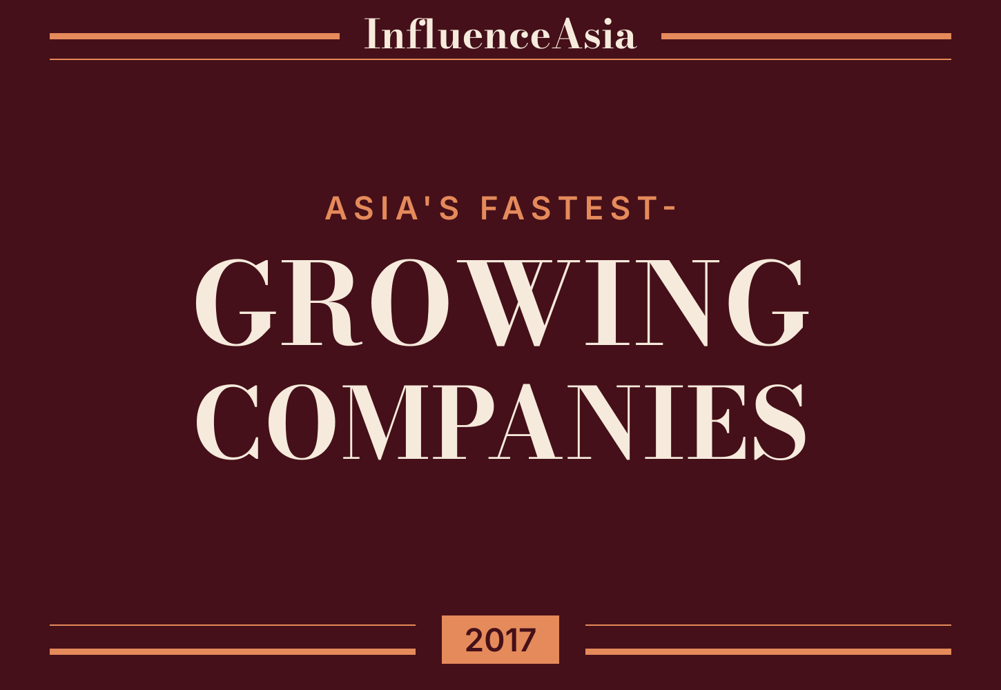InfluenceAsia 50: Asia's Fastest-Growing Companies 2017 banner