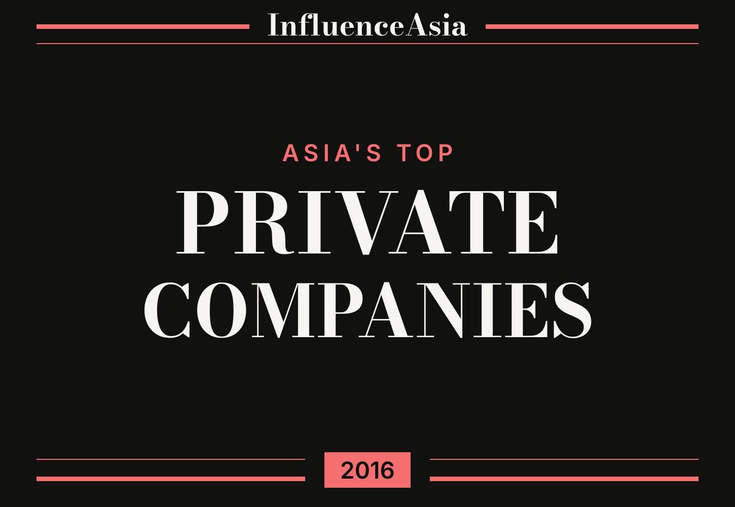 InfluenceAsia 100: Asia's Top Private Companies 2016 banner